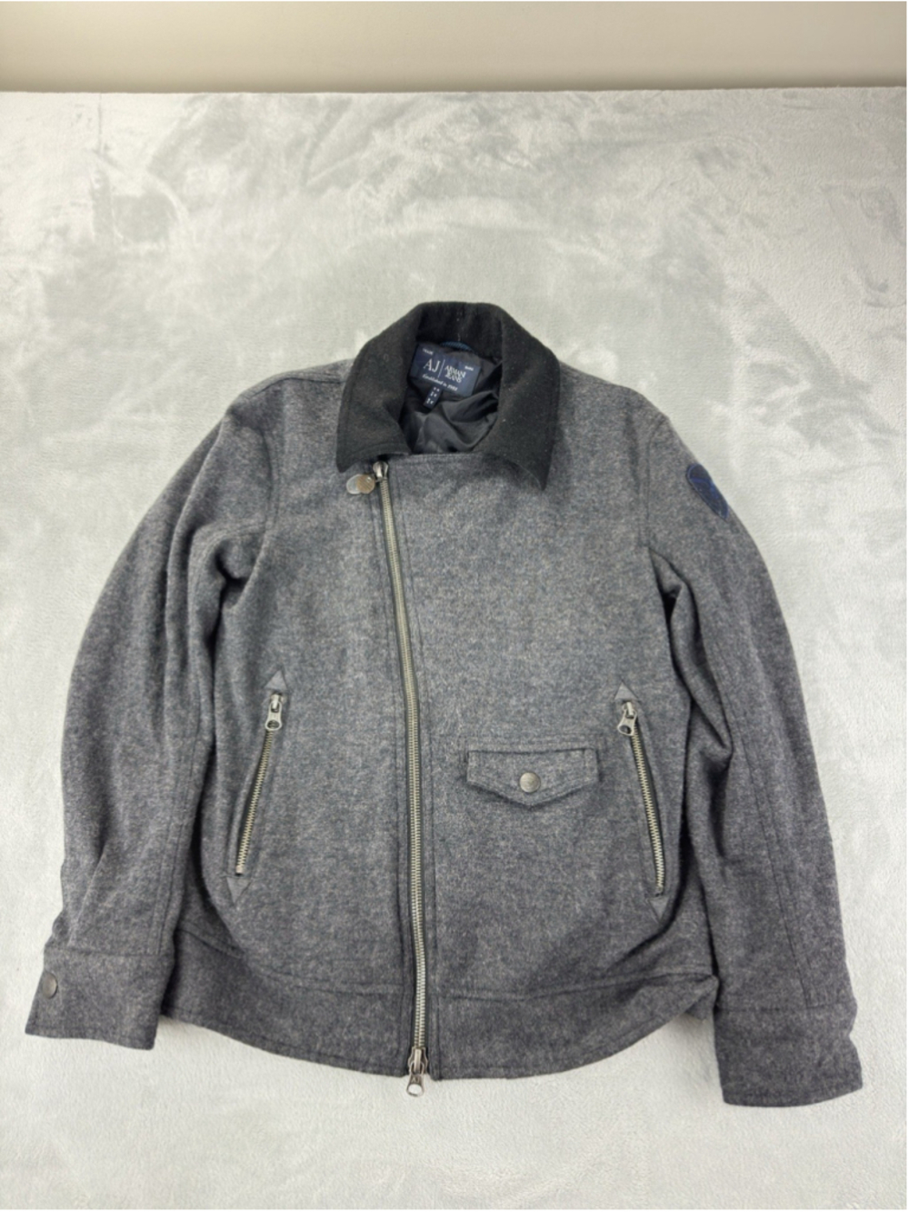 Armani Jeans AJ Women's Size Medium 75% Wool 25% Polyester Grey Full Zip Jacket
